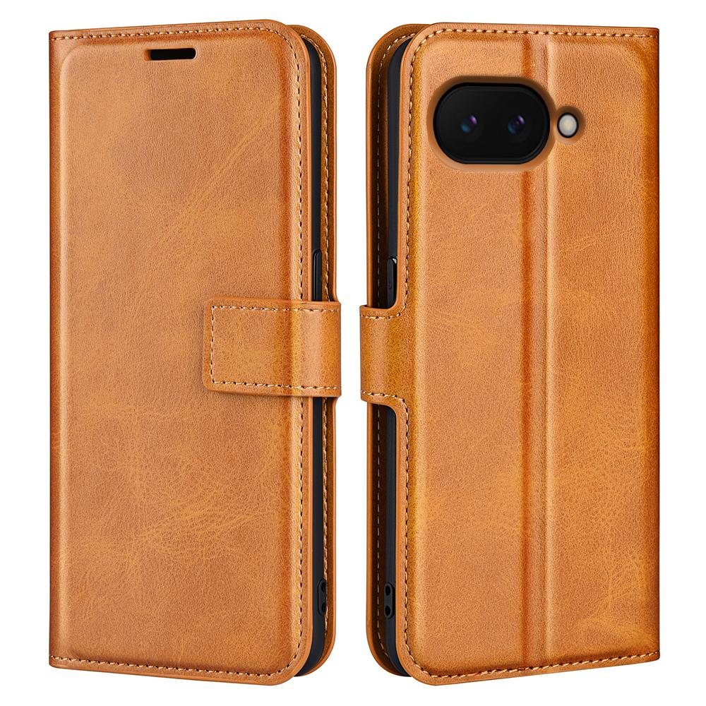 For Google Pixel 9a Stand Case Anti-Scratch Calf Texture Leather Phone Cover