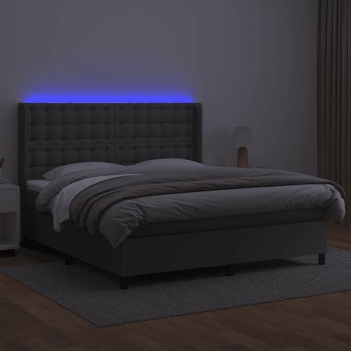VidaXL Sommier à Lattes de Lit avec Matelas et LED, Lit Rembourré, Lit Double, Lit Adulte de Chambre à Coucher Intérieur, 3139401