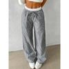 Women's Casual Striped Woven Wide Leg Pants Fall Winter 2024 Casual Stylish Full Length Trousers Y2K Clothes Streetwear
