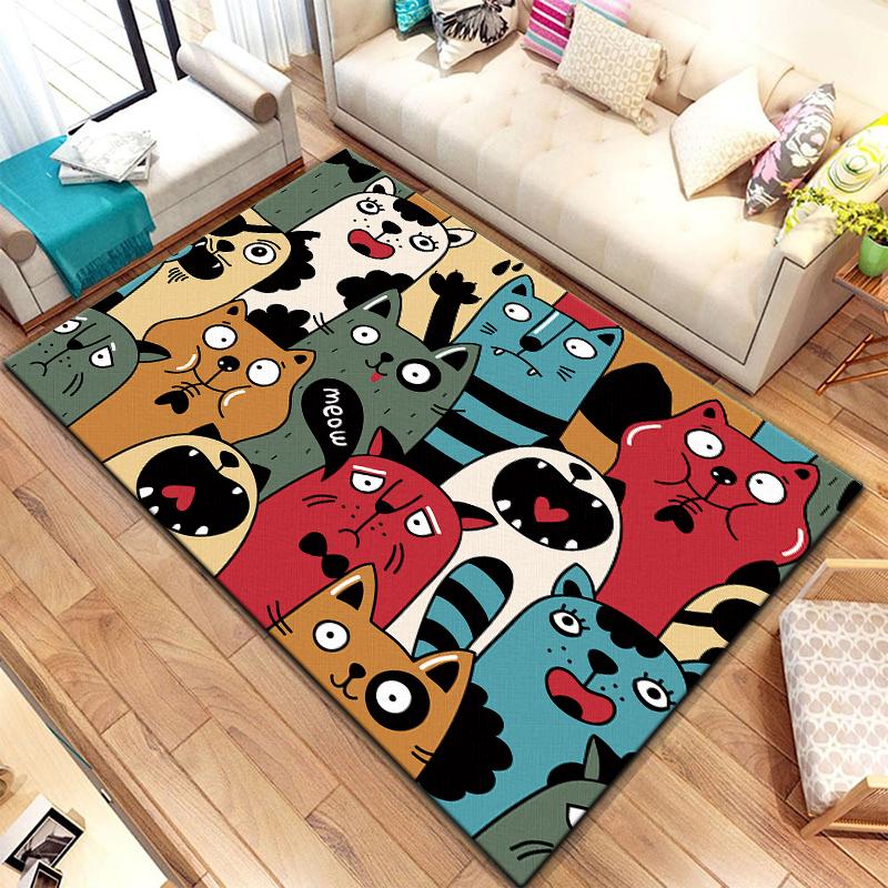 Teppich mit Cartoon-Spleißtieren, groß, Teppich für Wohnzimmer, Schlafzimmer, Sofa, Dekoration, Fußmatte, Küche, rutschfeste Bodenmatte, Picknick