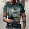 Pirate Ship Pattern 3D Printed T-shirt Fashion Trend Men's Short Sleeved Top Street Harajuku Alternative Personality Round Neck Clothing