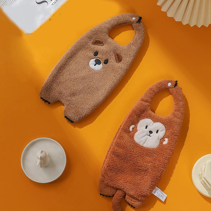 Coral Velvet Towel Cute Hanging Type Cartoon Kitchen Bathroom Absorbent Quick Drying Hand Towel