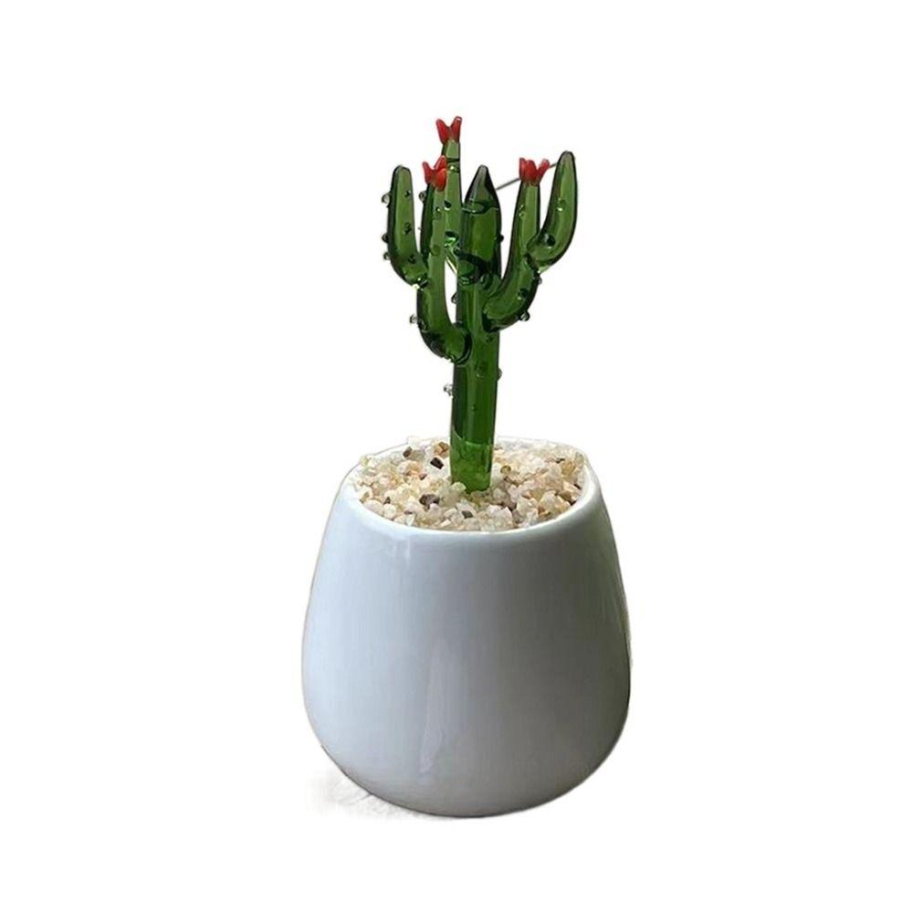 Creatieve Handgemaakte Glazen Potplanten Bloemen Ornament Platte Bodem Schattige Mini Bonsai Levendig Draagbaar Glazen Boeket Beeld Thuis