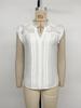 Europe Summer 2026 White V-Neck Puff Sleeve Lace Spliced Top for Women