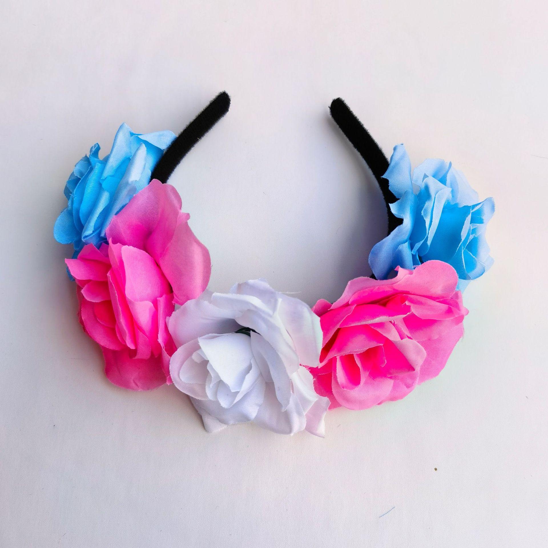 

Flower Hair Band Multicolored Rose Hair Accessory Colorful Hairband Lightweight Rainbow Headband For Partywear Photoshoots