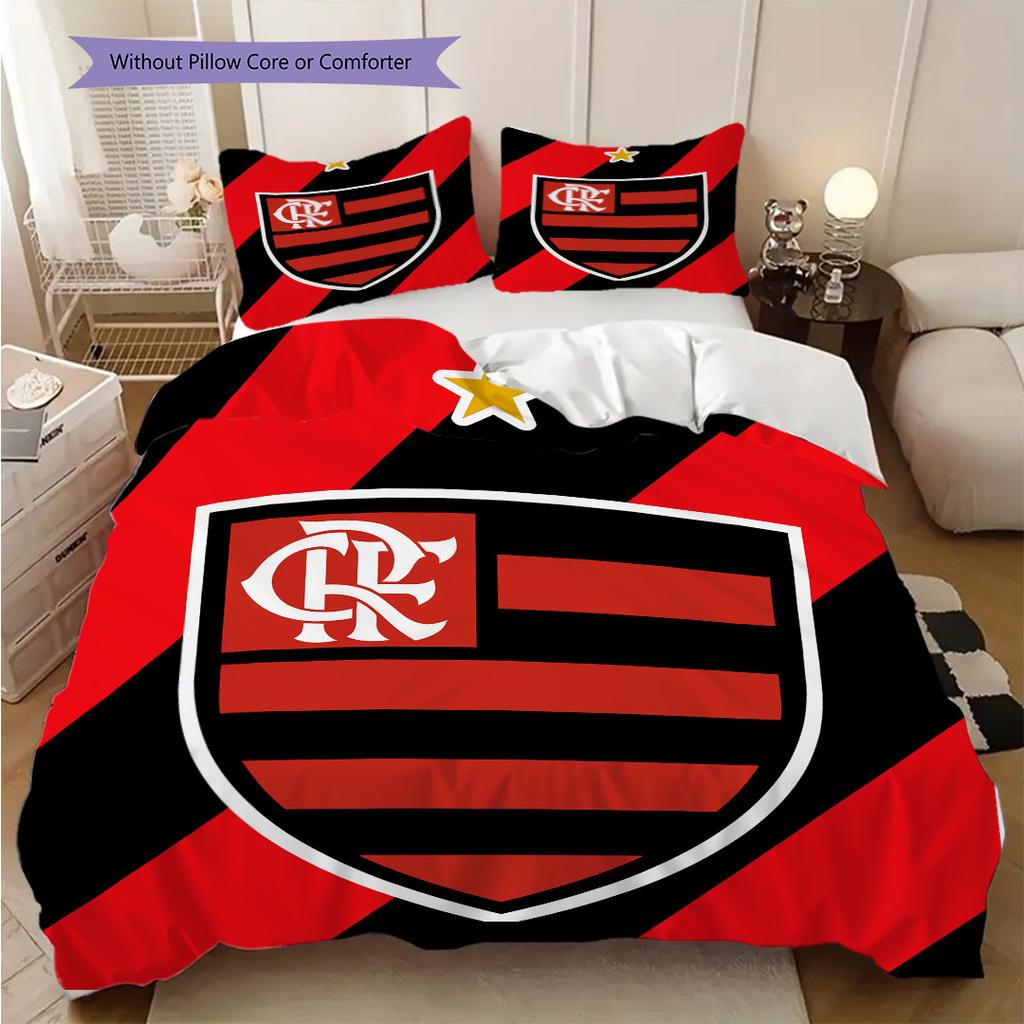 Flamengo logo Vzor Povlečení Přikrývka Sada Povlak na přikrývku Povlak na polštář Domácí dekorace Dárek k narozeninám (1 * povlak na peřinu + 2 * povlak na polštář, bez jádra)