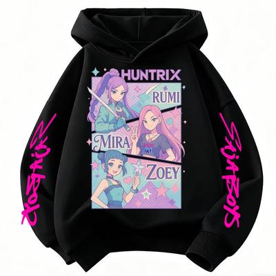 Kids Boys Girls Anime Clothes Kpop Demon Hunters Hoodie Casual Fashion Autumn Winter Warm Sweatshirt