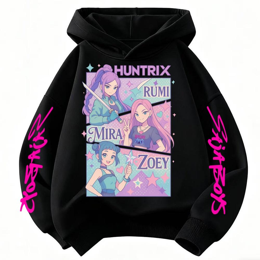 Kids Boys Girls Anime Clothes Kpop Demon Hunters Hoodie Casual Fashion Autumn Winter Warm Sweatshirt