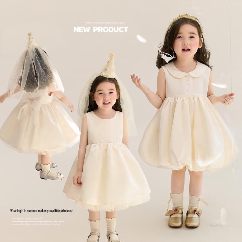 LUSON Baby Girls White Princess Summer Dress