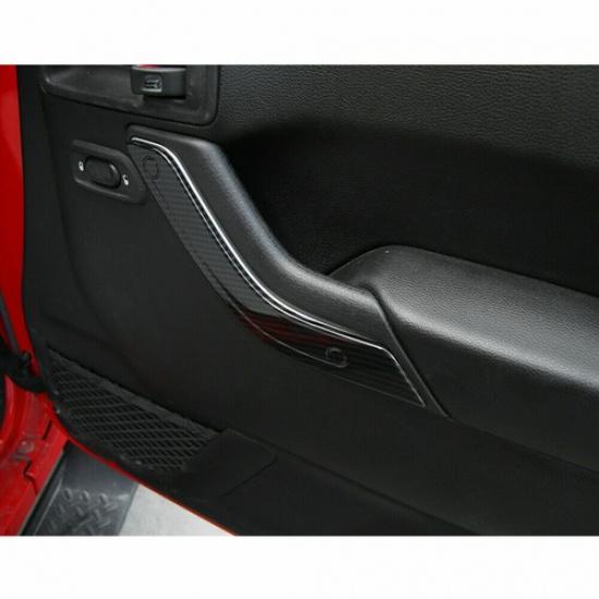 Carbon Fiber Interior Door Handle Trim Accessories for Jeep Wrangler JK 2011-17