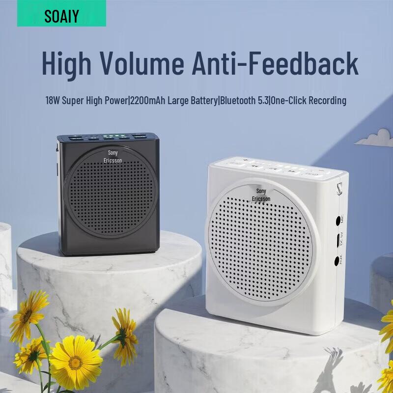 Soaiy S638 Teacher Voice Amplifier with Bluetooth and Recording CN Plug (adapter Included)
