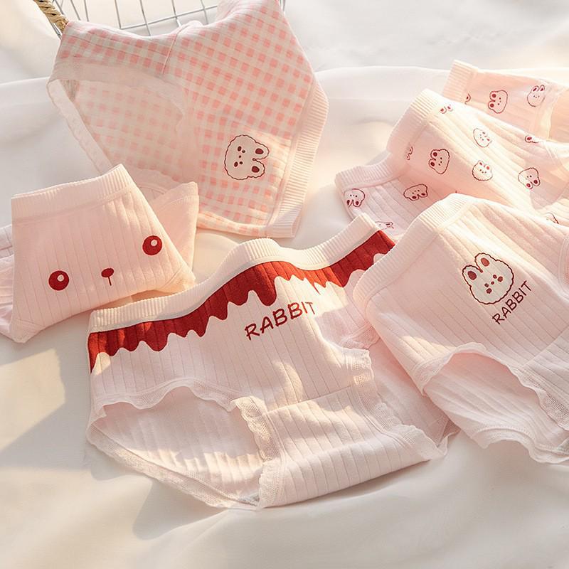 Ladies' Breathable Cartoon Cotton Underwear - Comfortable Antibacterial Waistband Triangle Pants