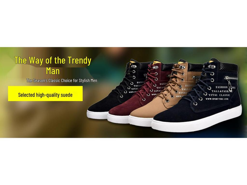 Korean Style Men's High-Top Canvas Shoes - Trendy Autumn/Winter Casual and Versatile Board Boots for Students