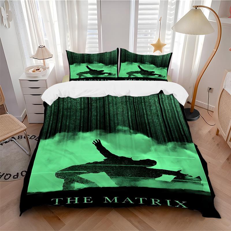 

3pcs The Matrix Neo Bedding Set, Soft Polyester Duvet Cover and Pillowcases Machine Washable Seasons all suitable034 135x200cm