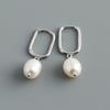 Fashion Jewelry 925 Sterling Silver Pearl Drop U-shape Hoop Earrings Dainty Trendy Earring Jewelry Party Gift for Women