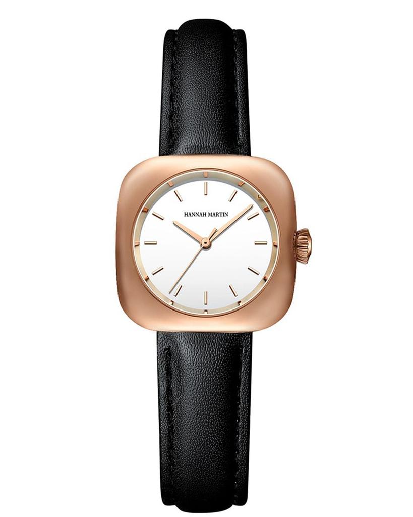 Hannah Martin Watch Stylish Classic Simple Watch Business Quartz Waterproof Watch Rose Gold Black Plate and Women's Women's (Black White) [Item]