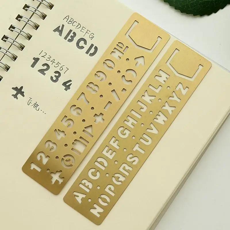 Numbers Multifunctional Hollow Ruler Drawing Graffiti Template Brass Promotional Gift Stationery