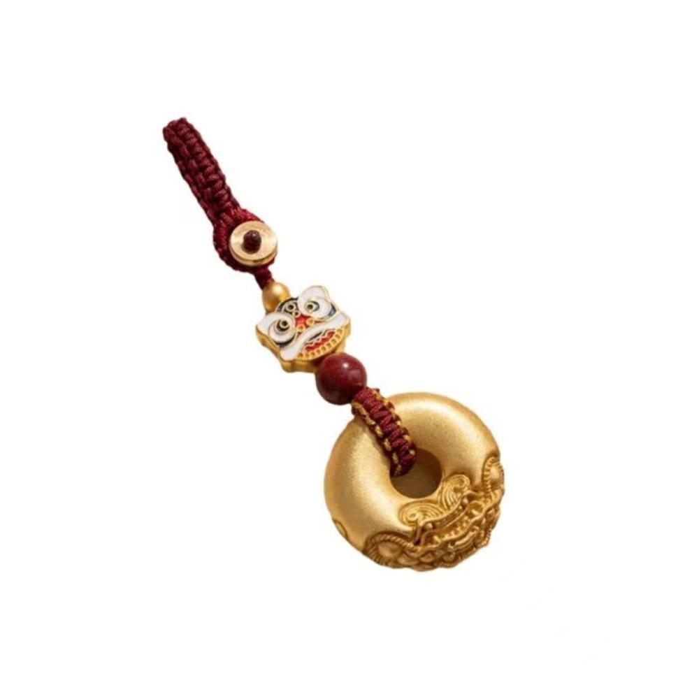 Trendy Brass Pixiu Car Key Chain Lion Lucky Peace Buckle Wealth Solid Bag Ornaments Gift