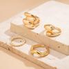IngeSight.Z 4Pcs Punk Adjustable Open Gold Color Ring Fashion Smooth Metal Ring Set Women's Aesthetics Party Jewelry