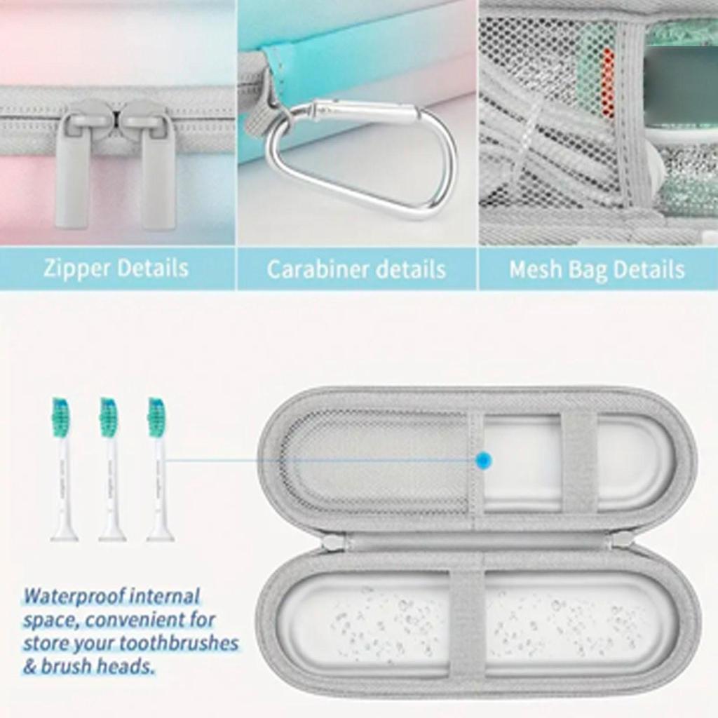 Travel Case For Electric Toothbrush Toothbrush Holder With Mesh Pocket Container Box Storage For Travel Household Teeth Adults