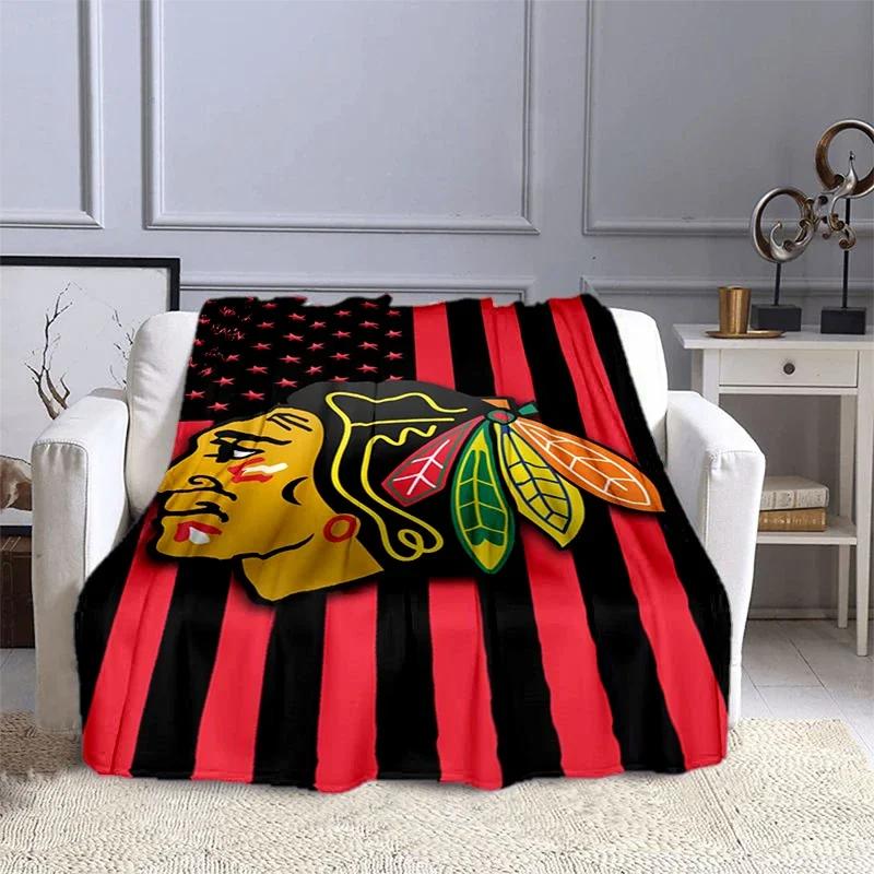 Ice Hockey Sports Printed Blanket Leisure Sofa Blanket, Bed Sofa Office Air Conditioning Soft Leisure Travel Customizable Throw