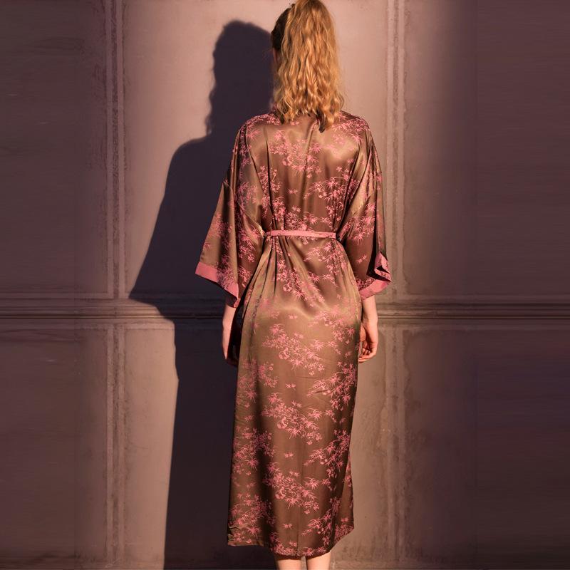 Vestaglia Jacquard da Donna Lusso Leggero: Accappatoio Lungo Primavera/Autunno, Raso di Seta Ghiacciata, Sensazione di Lusso, Accappatoio Singolo, Gonna da Bagno Pronta per l'Estate.