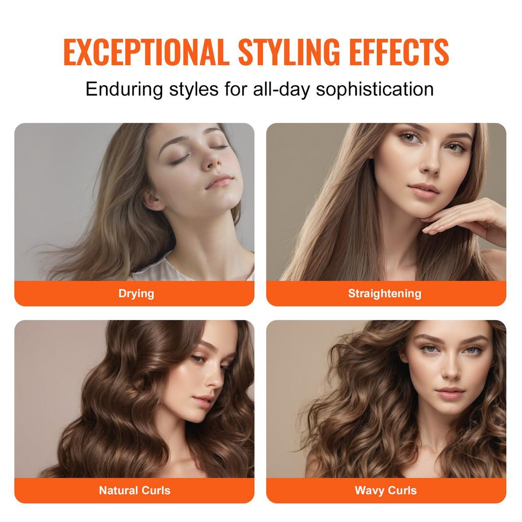 VEVOR Hair Air Styler and Dryer Brush, 4-in-1 Multi Hair Styler, 110,000 RPM High-Speed Ionic Hot Air Styler with 3 Brushes & 1 Nozzle