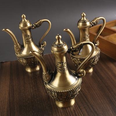 Brass Longfeng Chengxiang Wine Jug Copper Handicraft Ornament Pure Copper Baifu Restaurant Wine Jug Banquet Home Retro Copper Ware