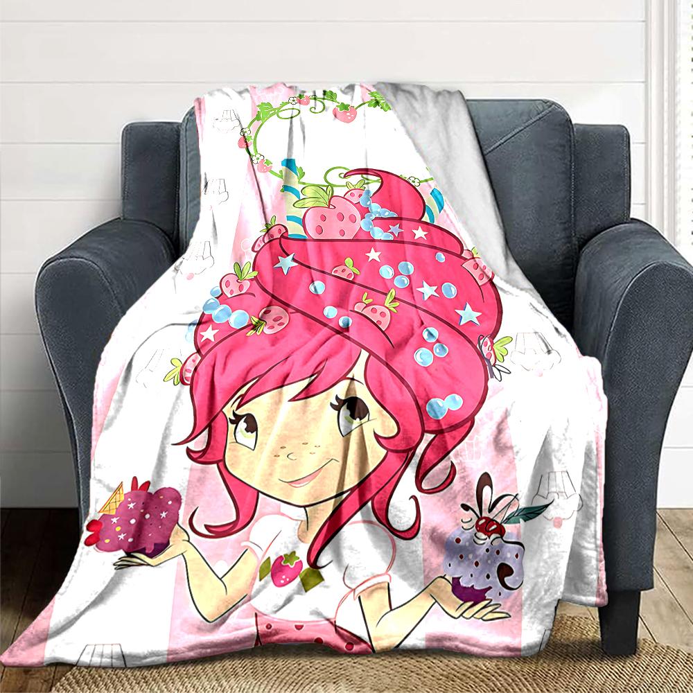 1Pc Strawberry Shortcake Party Blanket For Couch Bed Plush Cozy Fuzzy Blanket Super Soft Warm Blankets For Fall And Winter 0918252