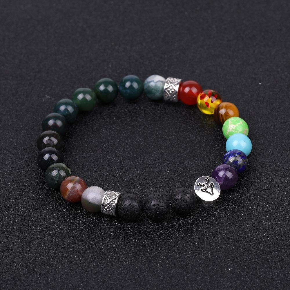 European & American Reindeer Bracelet with Striped Agate, Tiger's Eye, and Frosted Amazonite