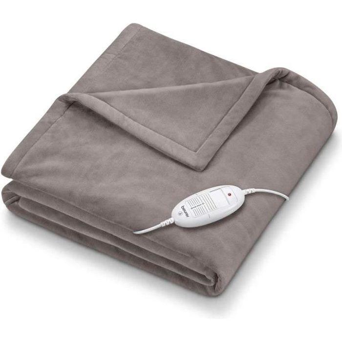 HD 75 - Couverture chauffante Taupe - Ultra douce, respirante et temprature réglable avec arret automatique- 180 x 130cm