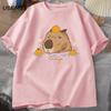 Capybara Swimming with Oranges Tshirts Oversize T Shirt Unisex Cotton Shrot Sleeve Cartoon Animal Tshirt Round Neck Top Clothes