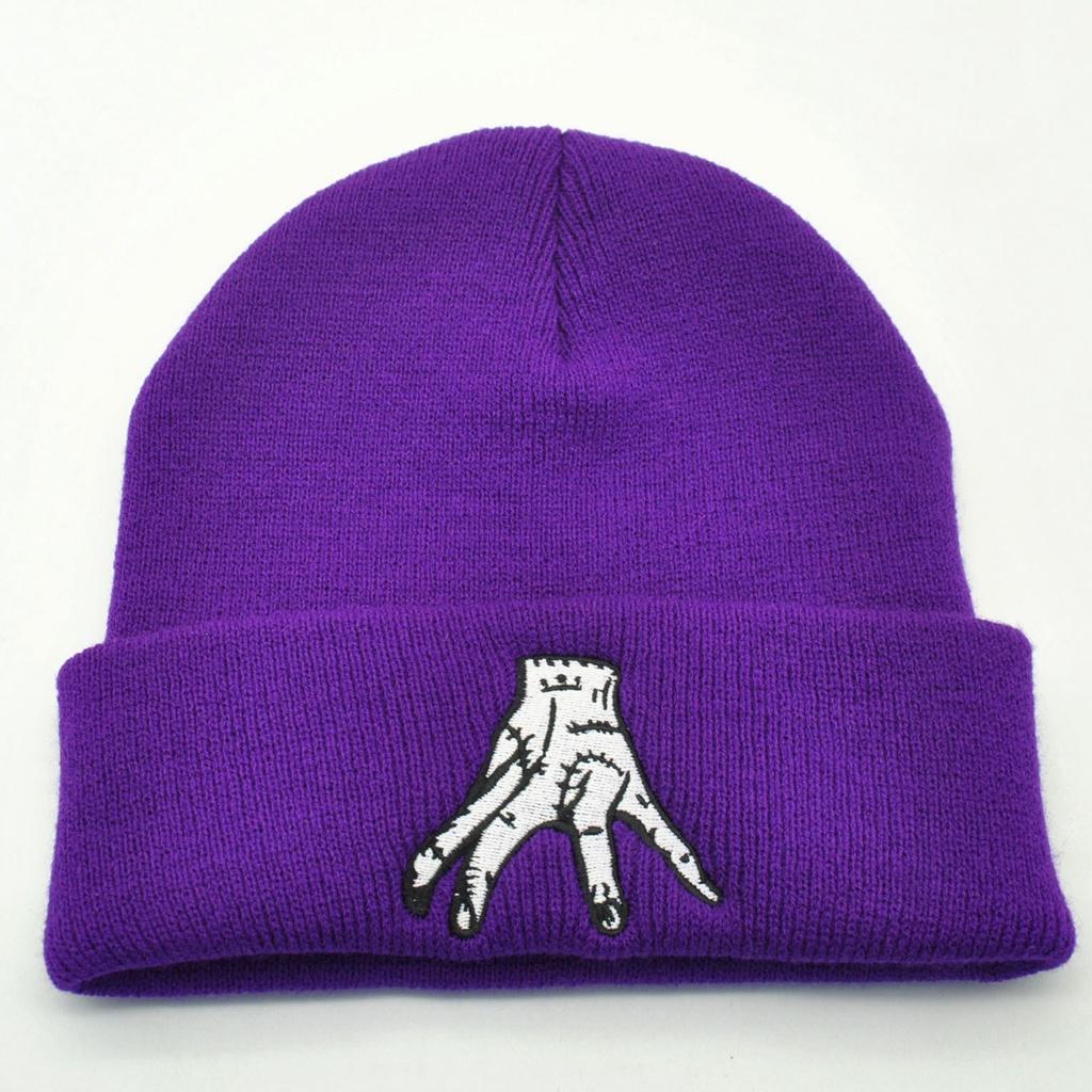 

Шапка-бини Шляпа Аддамс Мужская Женская Зимняя Вязаная Теплая Лыжная С отворотом фиолетовый