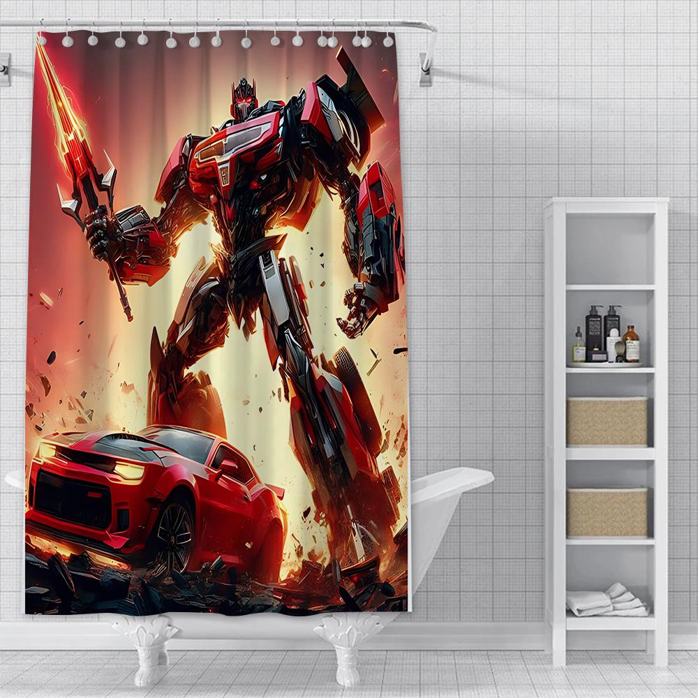 Shower Curtain Waterproof Polyester Fabric Paint Colorful Bath Curtains Transformers Autobot Home Bathroom Decor With Hook