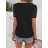Spring and Summer European and American Women's Pure Color Lace Short-sleeved V Neck