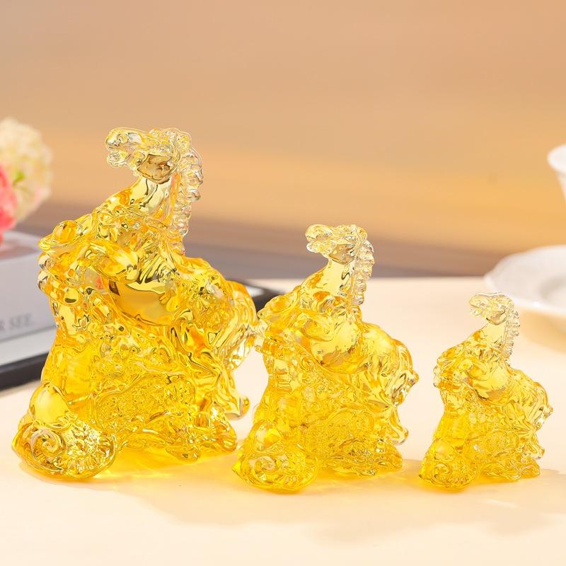 2026 Statuie Zodiac Cal Colecție Feng Shui Cristal Lux Ușor Ornament Prindător de Soare Cal Decor Birou Acasă