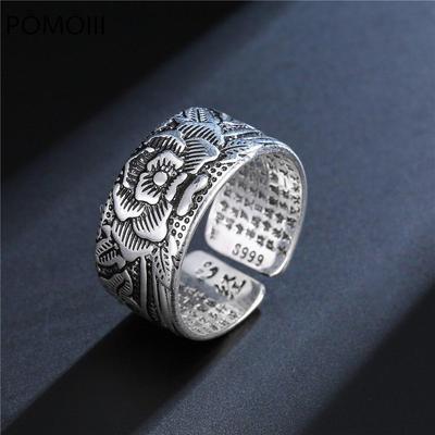 Retro Thai For Men Anemone Finger Wedding Wear Fashionable Ring Opening Adjustable And WomenVintage Finger Ring