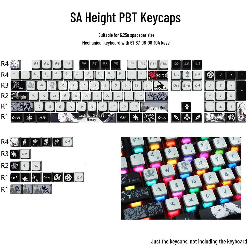 Four-Sided Translucent Color Keycaps for Customized Mechanical Keyboard