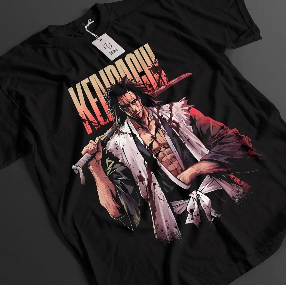 Anime Bleach Zaraki Kenpachi Blood Battle Black Tshirt Size S4XL S