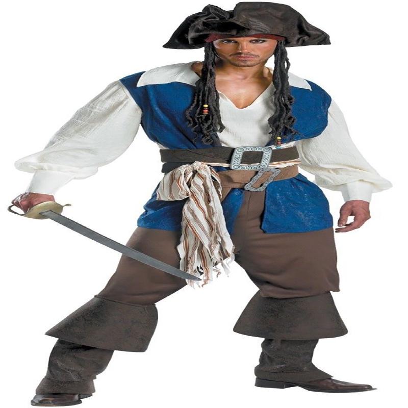 Premium Quality Adult Mens Pirate Captain Costume Cosplay Halloween Full Set Outfit