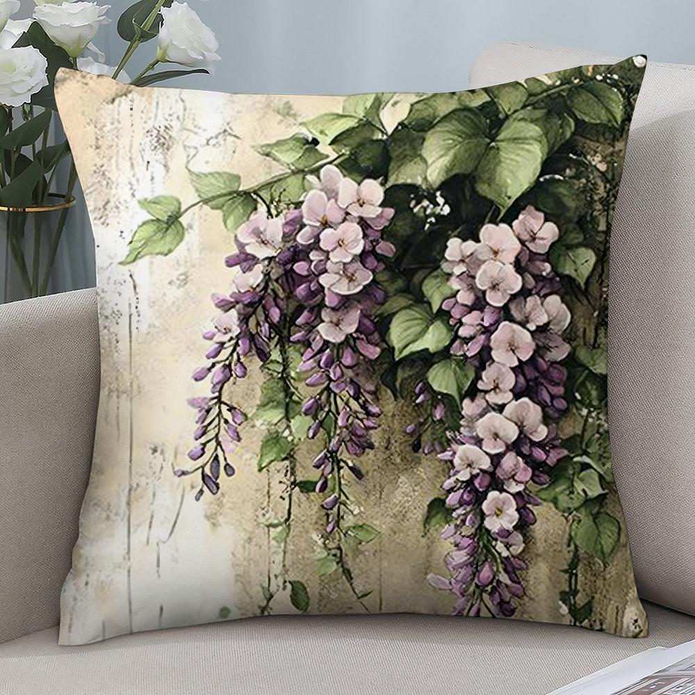 Vintage Floral Pillow Case Short Plush Sofa Decorative Gift Home Double-sided Printing Cushion