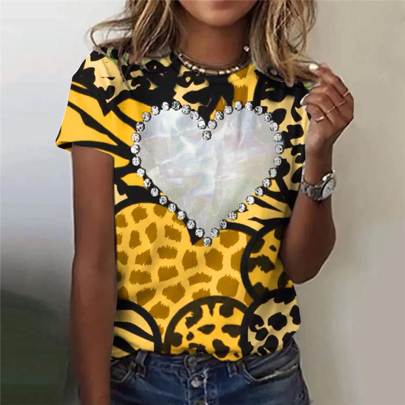 Women Love Heart Fashion T-Shirts Summer Short Sleeve 3D Printing Street Hip Hop Ladies Tee Casual Tops