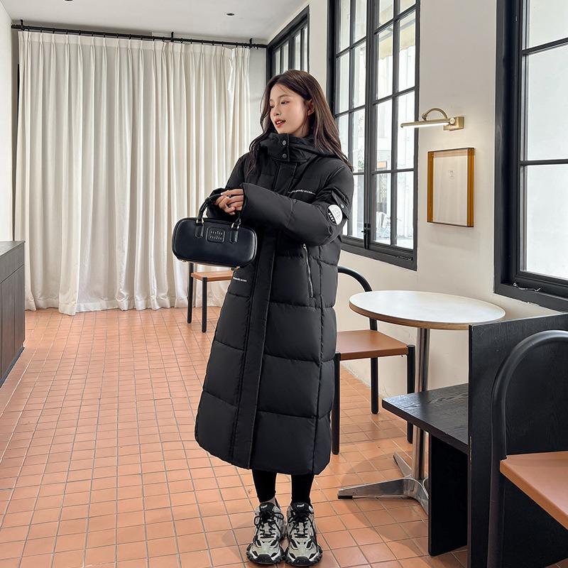 New hooded cotton-padded women's extended knee-length bare winter loose thickened armband cotton-padded jacket