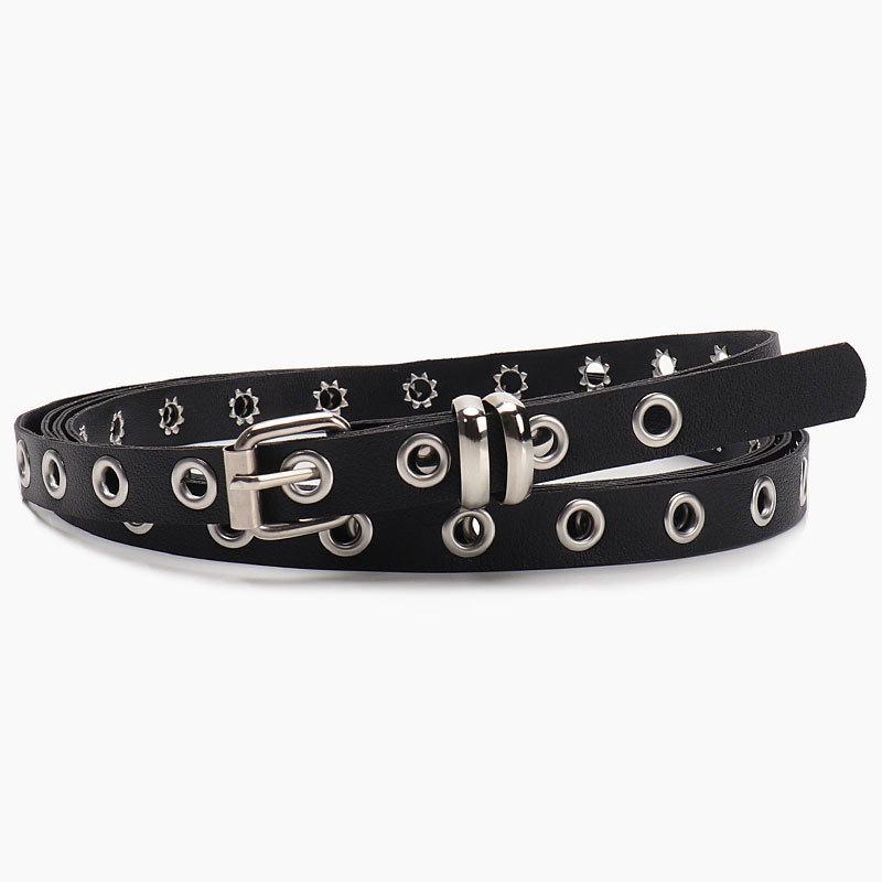 Y2k Fashion Punk Belt For Women With Double Ring Rivets For Daily Wear And Street Outfits