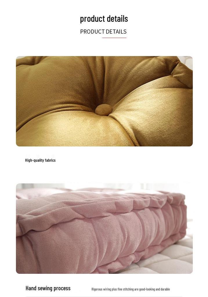 Comfortable Solid Color Dutch Velvet Bay Window Cushion - Thick, Dirt-Resistant, and Portable for Floor Sitting