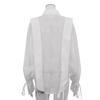 See Through Lapel Women Shirt Long Sleeve Single Breasted Lady Shirts 2026 Fashion Solid Color Lace Up Spring Summer Female Blouse