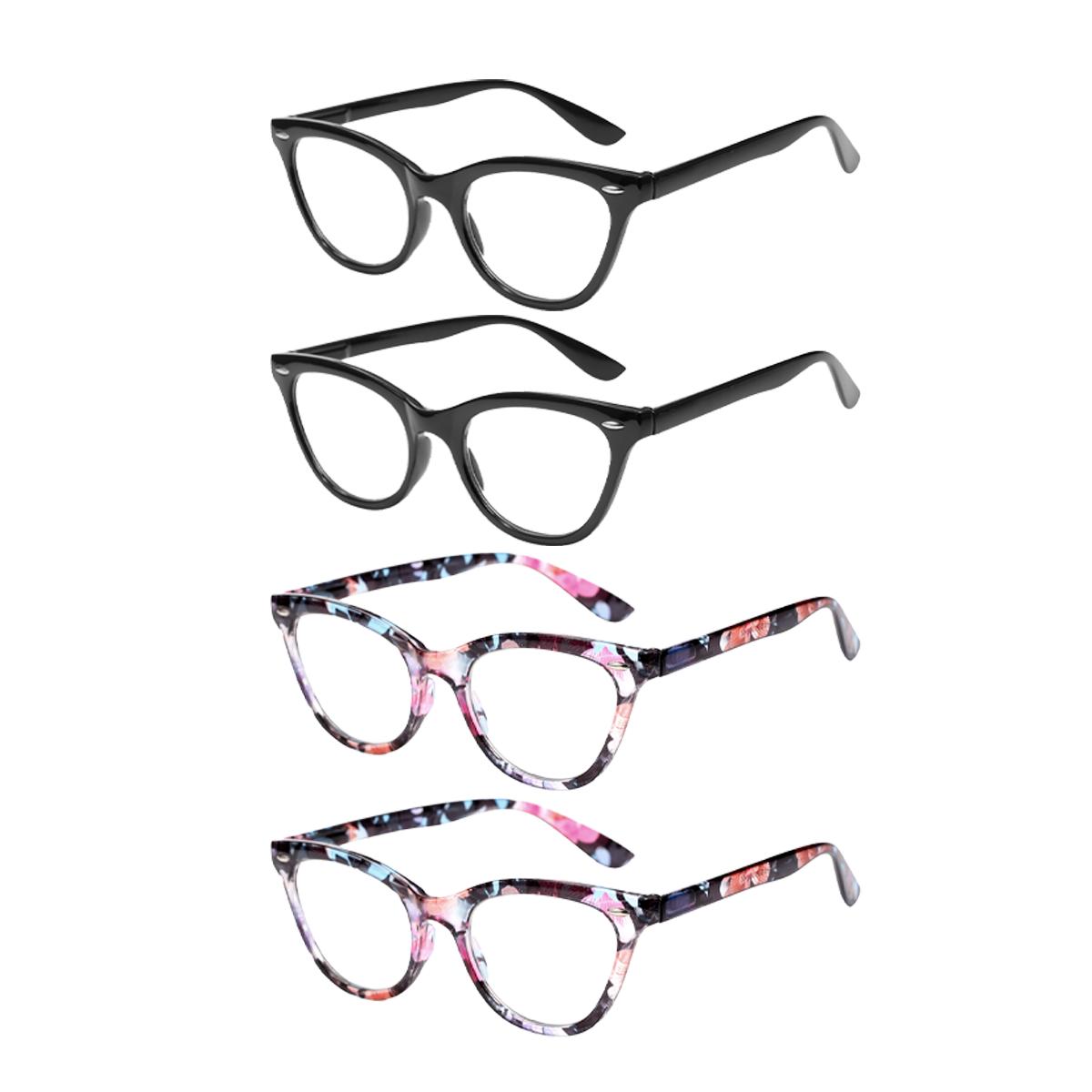 

4PCS Plastic Retro Women Reading Glasses Men Cat Eye Anti Blue Light Eyeglasses Fashion Presbyopia Hyperopia Eyewear 2.0