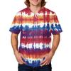 Unisex V Neck Short Sleeve Printed Scrub Top with Pocket and Tie Dye Pattern for Uniform