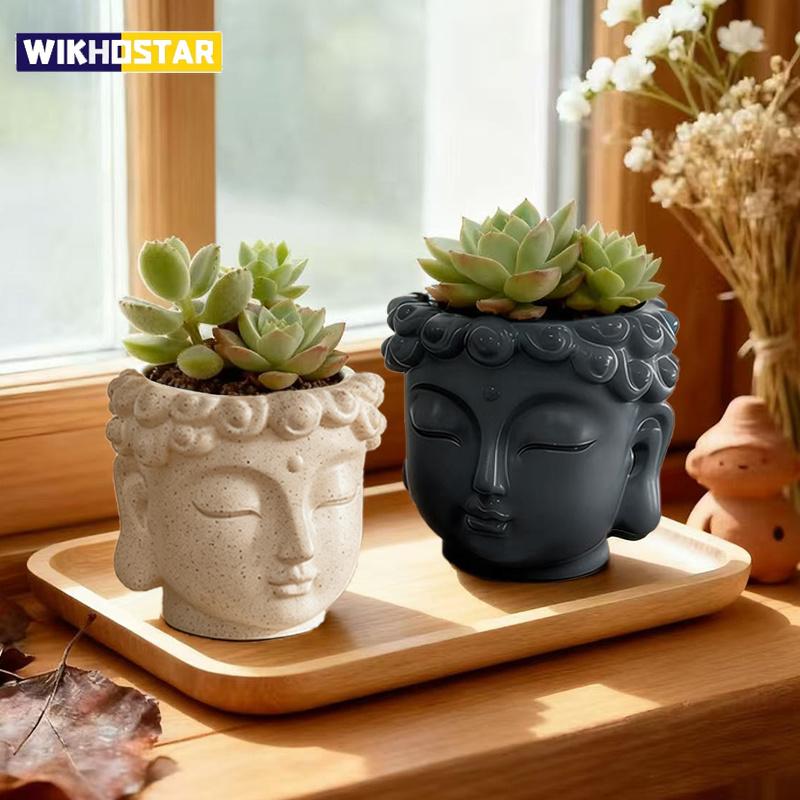 Creative Buddha Statue Flowerpot Green Potted Plants Container Home Courtyard Garden Decor Resin Handicrafts Ornament Gift