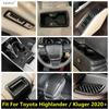Carbon Fiber Window Lift / Gear Shift Panel / Water Cup / Air AC Cover Trim Accessories For Toyota Highlander / Kluger -2025
